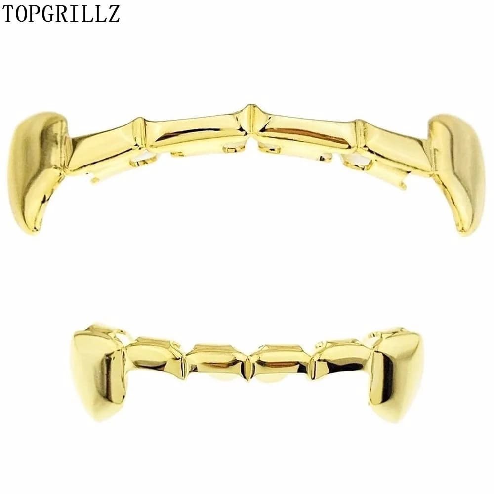 TOicalRILLZ-Ensemble de grillz crocs d'or, plaqué or, demi-dents, Dracula Vampire, grilles minces, haut en or et ensembles astronomiques Hiphop