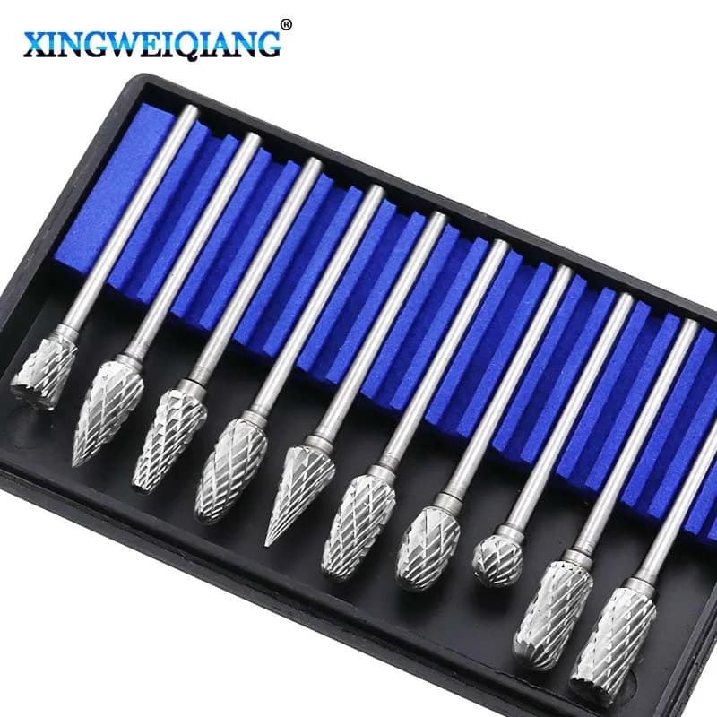 Lot de 10 ou 20 fraises coniques en carbure de tungstène avec queue de 1/8 po, forets HSS et diamantés, avec fraise à escarifier, 3x6mm