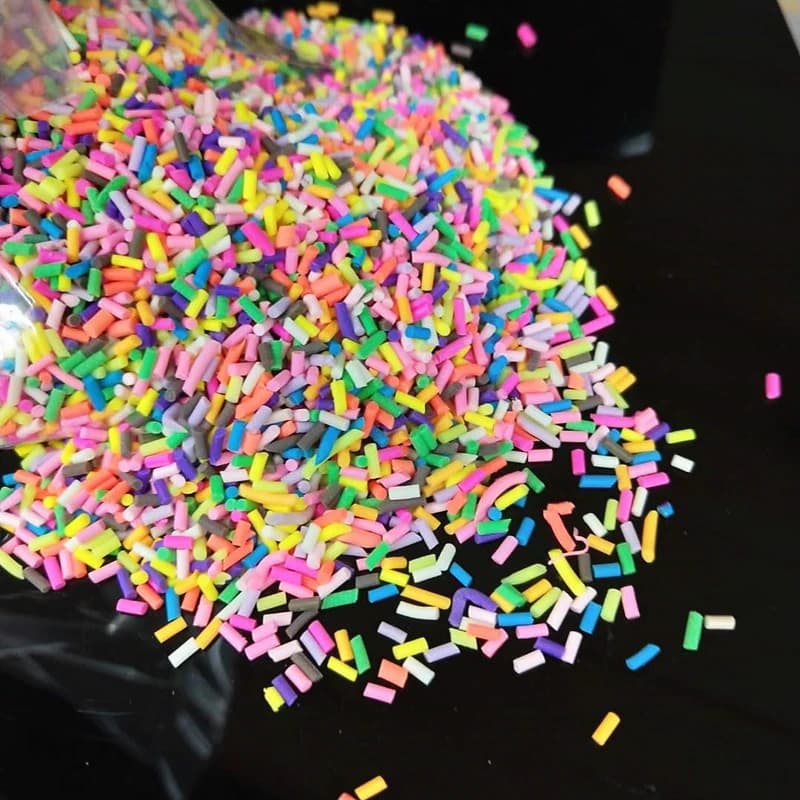 Bonbons artificiels fins en argile polymère, 50 g/lot, saupoudrage long cylindrique coloré pour bricolage, petit accessoire klei en plastique