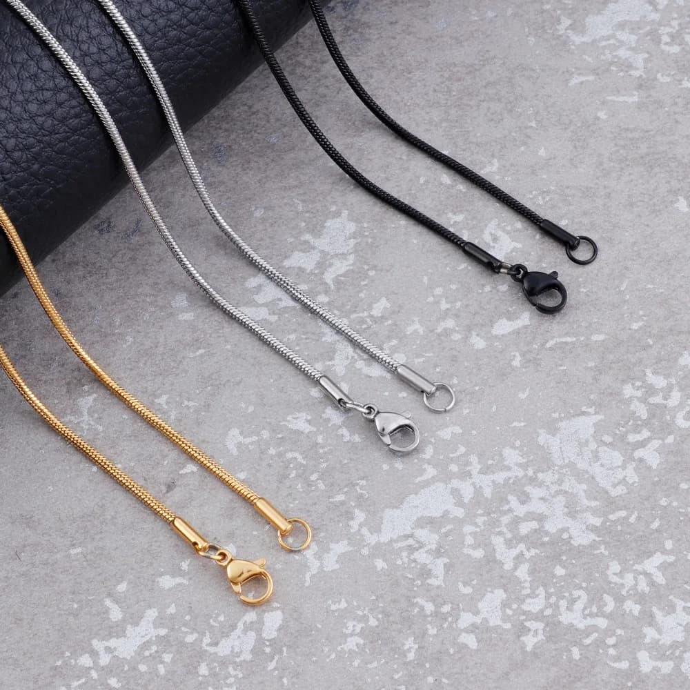 Chaîne serpent en acier inoxydable pour femmes, 1.5/2/2.5mm de largeur, colliers de couleur noir/or Rose pour femmes, ras de cou, bijoux à col Long