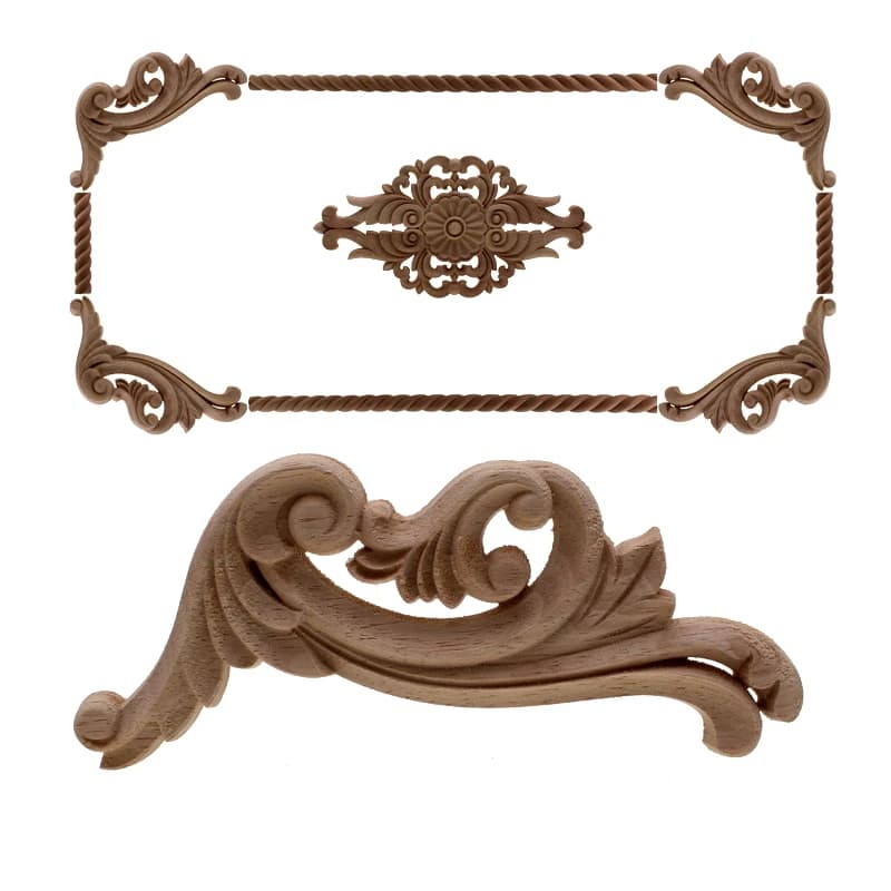 VZLX-Décalcomanie en bois sculpté non peint, cadre d'applique d'angle pour meubles de maison, armoire murale, porte décorative, artisanat l'inventaire en bois