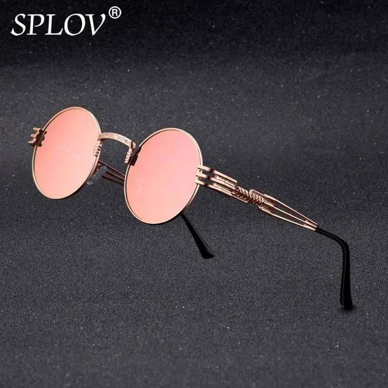 Lunettes de soleil rondes en métal Steampunk rétro pour hommes et femmes, double jambe de printemps, lunettes colorées, lunettes punk, UV400, nouvelle mode