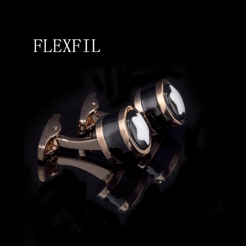 FLEXFIL Boutons de manchette de luxe pour hommes, boutons de manchette de marque, gemelos, boutons de manchette ronds de haute qualité pour mariage, bijoux abotoaduras