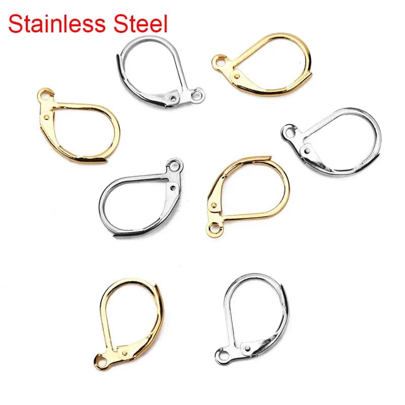 Crochets de boucles d'oreilles français hypoallergéniques, 20 pièces, résultats chirurgicaux en acier inoxydable, fermoirs de boucles d'oreilles, fil, accessoires de fabrication de bijoux à faire