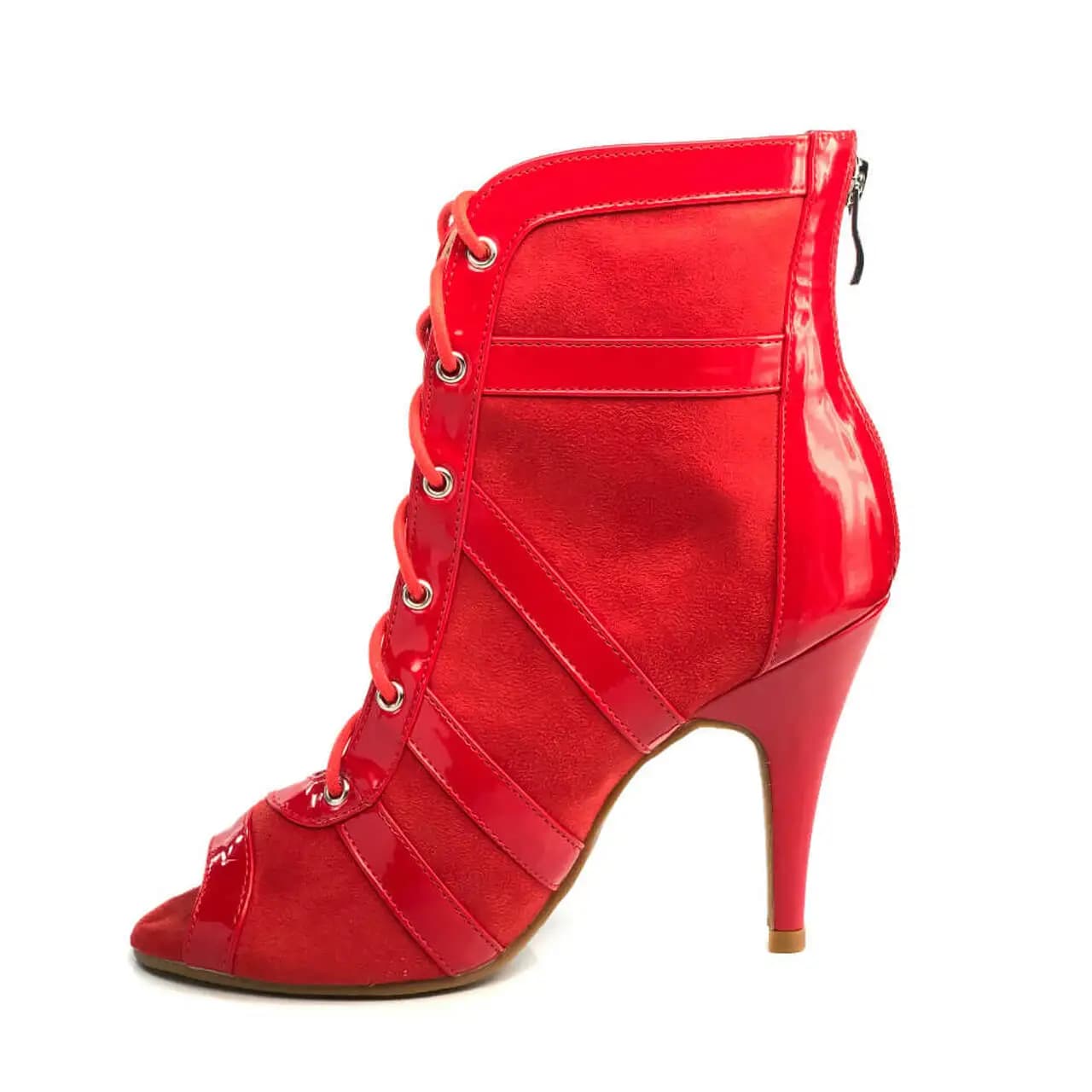Chaussures de danse latine pour femme, bottes de danse de salon rouges en flock, chaussures de danse salsa tango pour femmes, sandales de fête à semelle en caoutchouc pour filles, chaussures DIY.