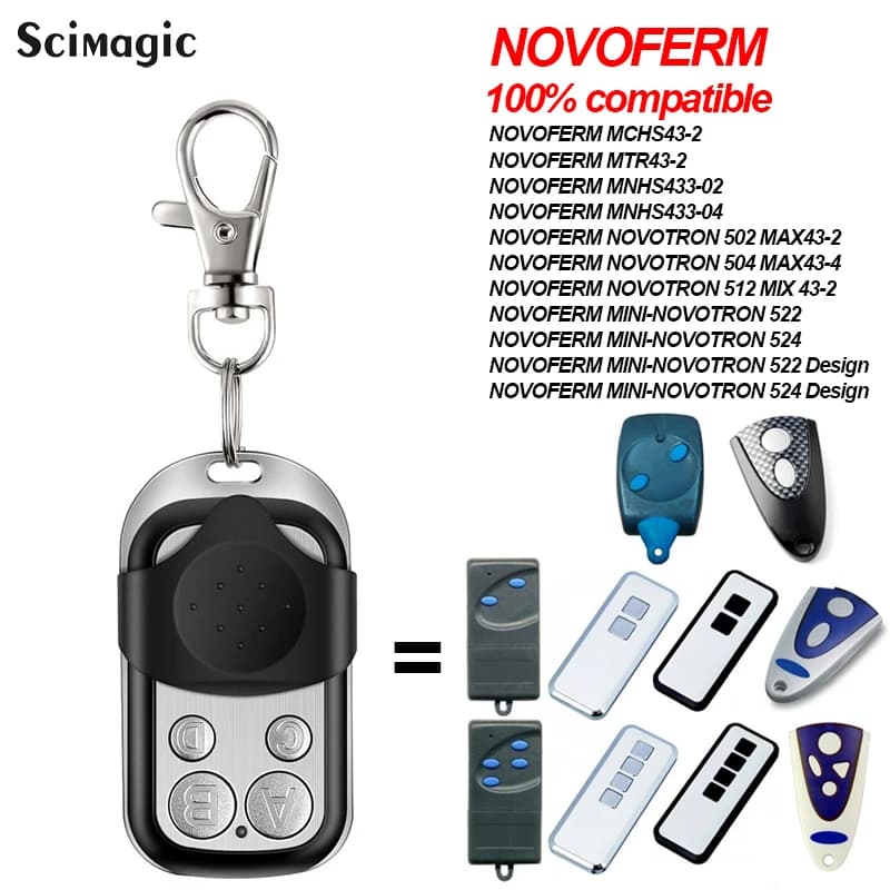 Ouvre-porte de garage à code roulant, télécommande, 522 MHz, 524 MHz, Novoferm, Mini-Novotron, 433.92