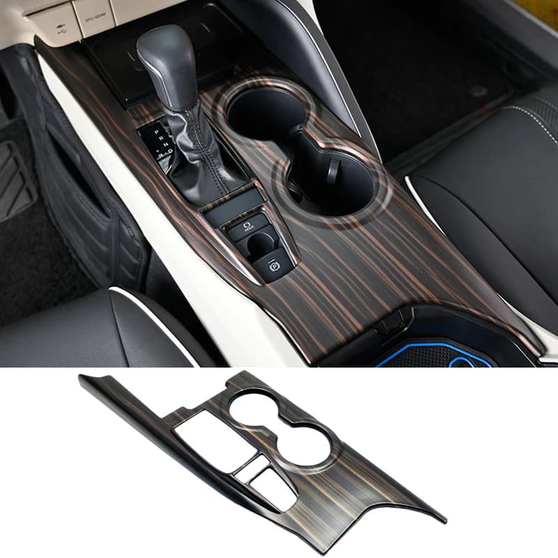 Pour Toyota Camry 2019-2024 : Garnitures de console centrale, de porte-gobelet et de bouches d'aération en bois de pêche pour l'intérieur de la voiture