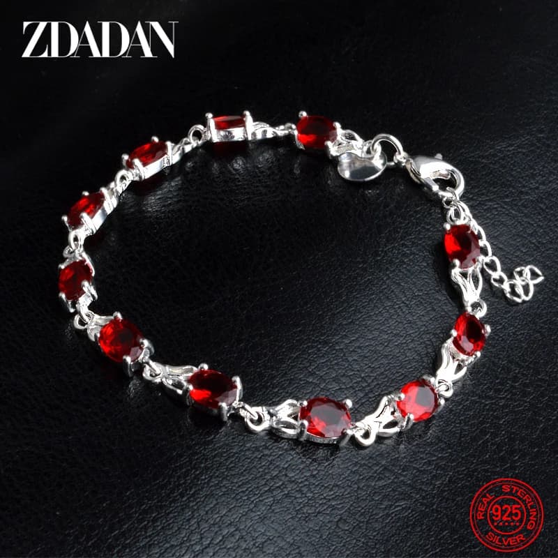 ZDADAN – Bracelet rubis en argent Sterling 925 pour femmes, bijoux à la mode pour fête de mariage, cadeau, vente en gros