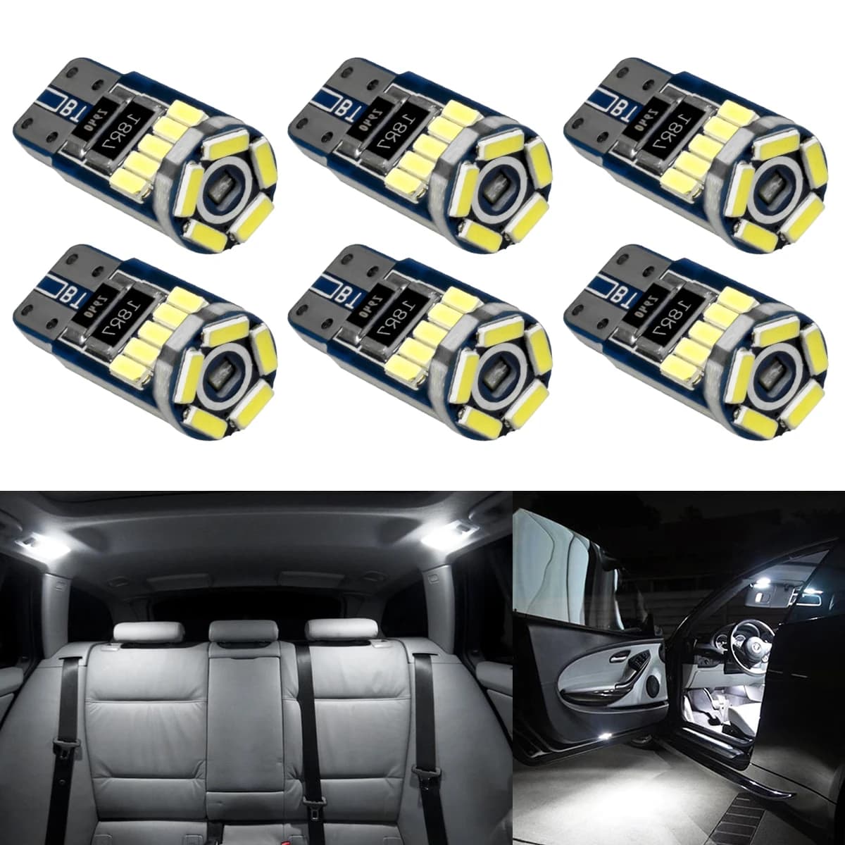Ampoules d'intérieur de voiture Led T10 194 168 W5W, 6 pièces, pour Nissan Qashqai J10 J11 Navara x-trail t31 t32 Tiida Pathfinder Juke Murano Note