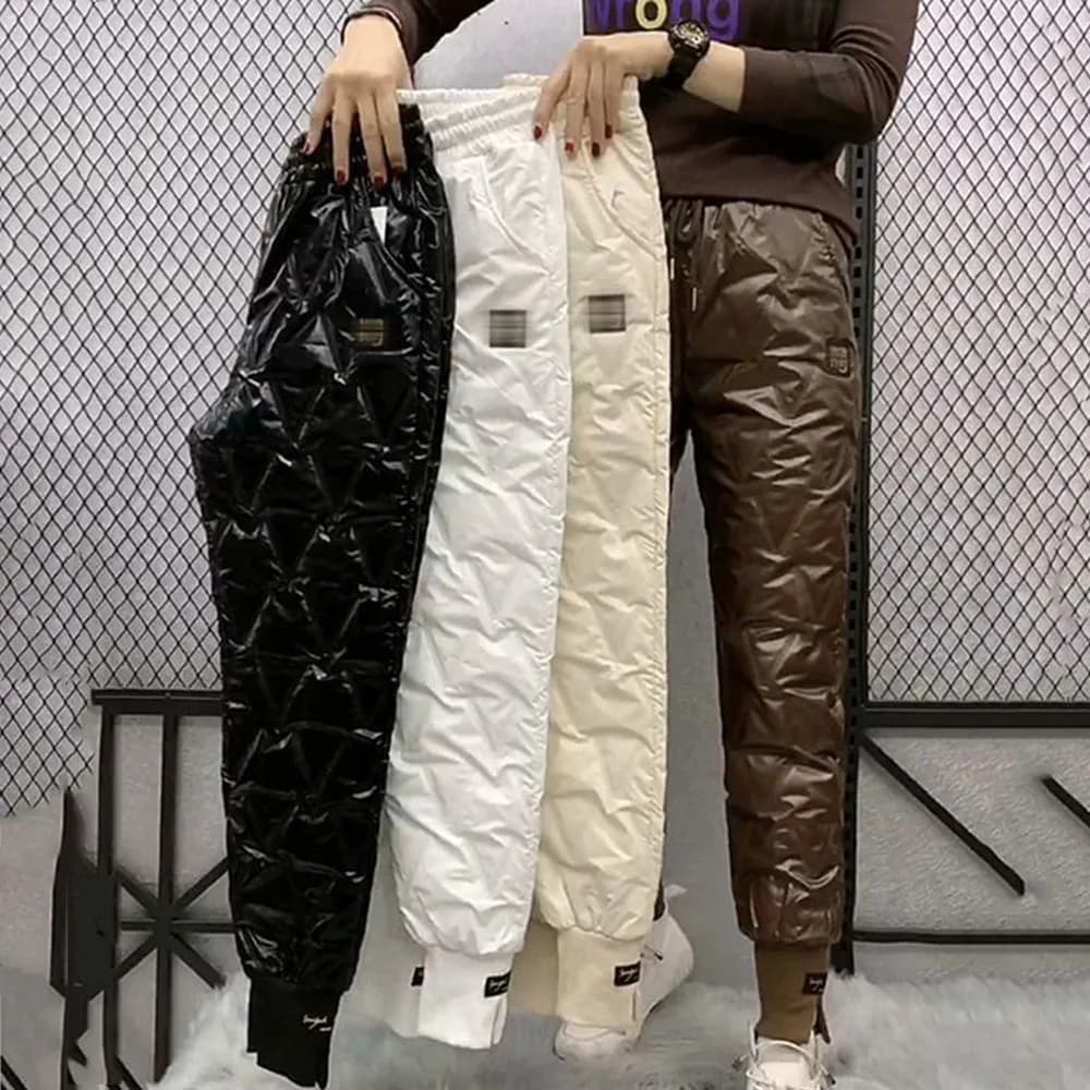 Pantalon en coton pour femmes, vêtements d'extérieur de neige, taille haute, épais, pieds décontractés, sarouel, chaud, nouvelle collection automne hiver 2022
