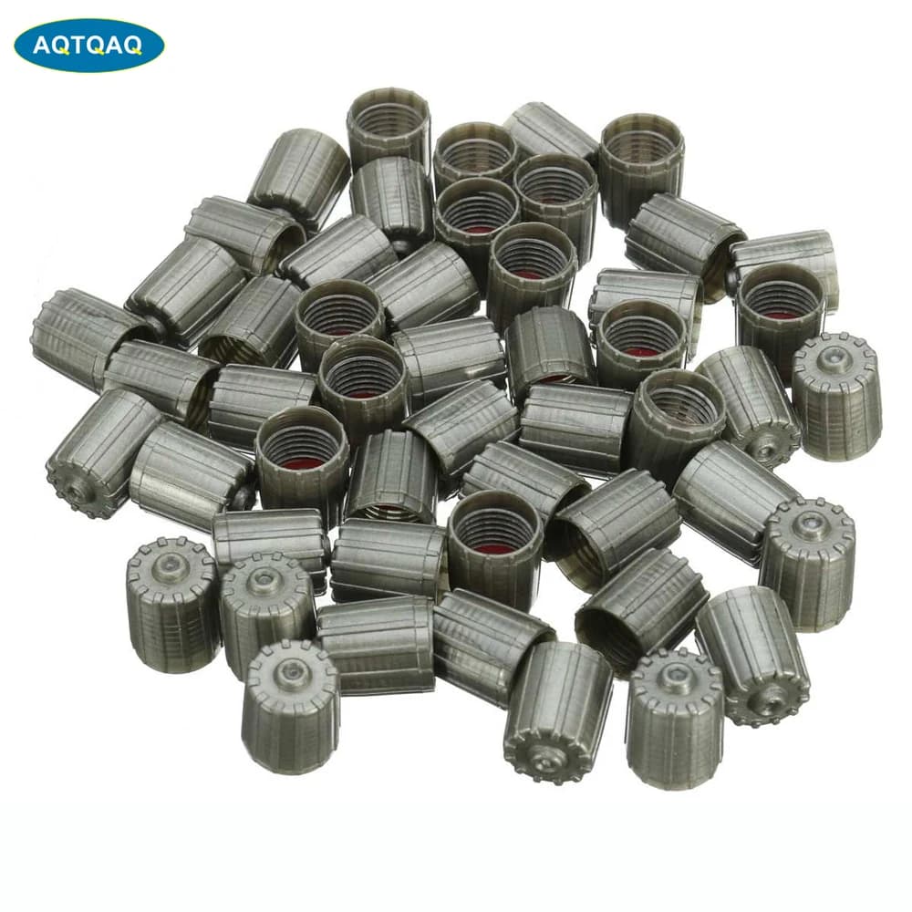 Couvercle anti-poussière de Valve de pneu noir et gris, bouchons de tige en plastique, pour vélo, voiture, camion, moto, vélo, 50 pièces/ensemble