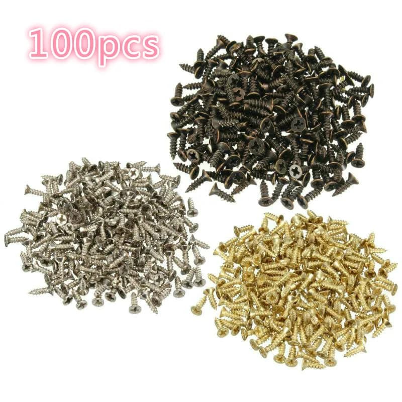 100 vis autotaraudeuses en acier de 2 x 5/6/8/10 mm, mini micro-vis à tête cruciforme plate, à tête cylindrique, pour bois et meubles