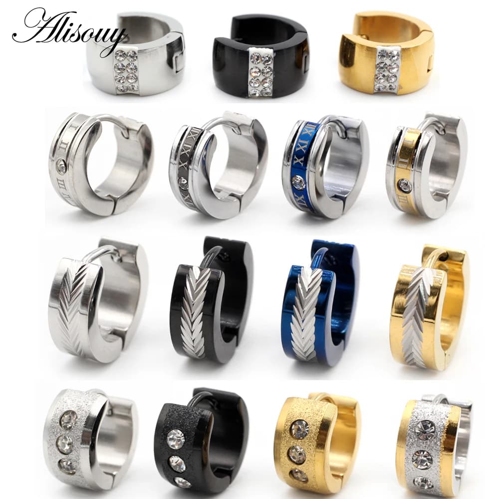 Alisouy 2 pièces Punk acier inoxydable sculpture blé oreilles oreille boucle d'oreille femmes hommes cercle cerceau boucles d'oreilles Piercing corps bijoux