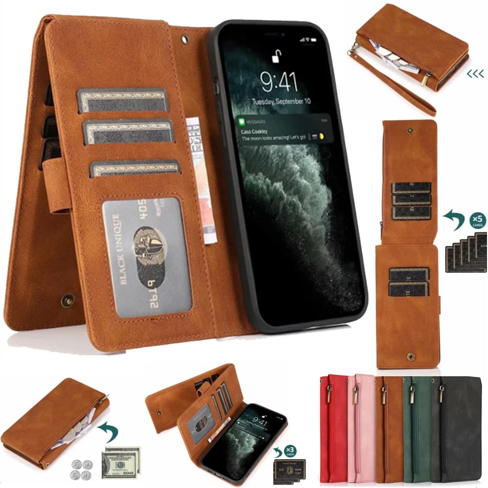 Étui portefeuille en cuir à rabat magnétique pour OPPO, housse à fermeture éclair ultra fine, carte 8, Realme V11, V15, 5G, Realme C20, Realme ighty, Realme 8/8 Pro
