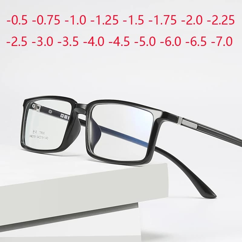 Lunettes pour myopie œil de chat bloquant les rayons bleus, charnières à ressort, lunettes de Prescription ovales unisexes 0 -0.5 -1.0 -2.0 à-6.0 -7.0