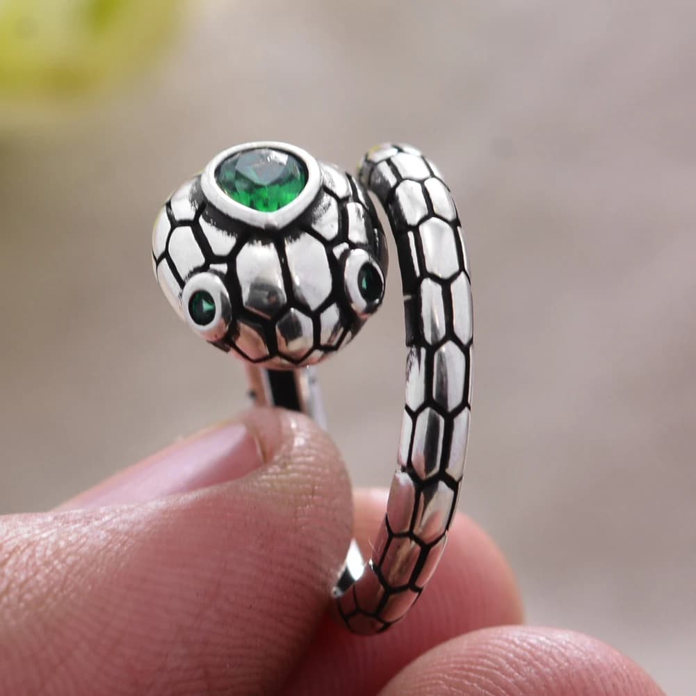 Bague serpent Cobra Animal vert cristal thaïlandais en argent pour femmes, bijoux de Promotion, cadeaux pour femmes, nouvelle collection 2023