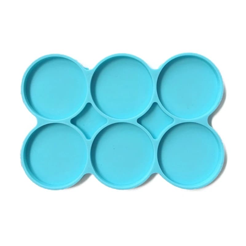 Grands moules ronds en Silicone à 6 cavités pour bricolage, paquet de 6 disques ronds en résine, moule de dessous de verre pour bijoux, moulage, collier, pendentif, porte-clés, breloques