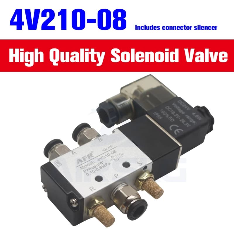 Vanne solénoïde 4V210-08, 2 positions, 5 voies, 1/4 ", vanne de commande directionnelle pneumatique, bobine simple, DC12 24V AC110 220V, vanne pour cylindre