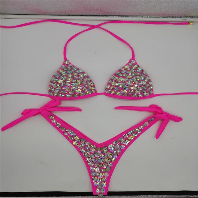 2021 Venus Vacation dernière conception de haute qualité sexy fille strass rose bling bikini maillots de bain