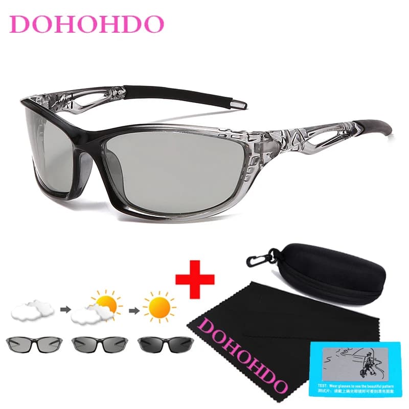 Lunettes de soleil photochromiques noires pour hommes, polarisées, changement de couleur, caméléon, Vision nocturne, conduite, Oculos