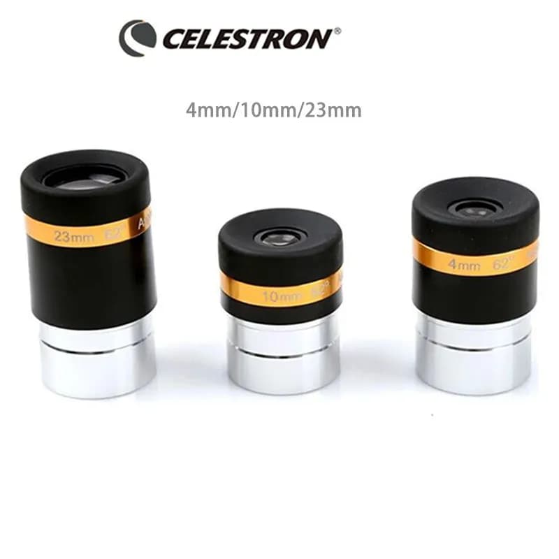 Oculaire asphérique haute définition Celestron 62 degrés 4/10/23 mm entièrement revêtu pour télescope astronomique 1,25"