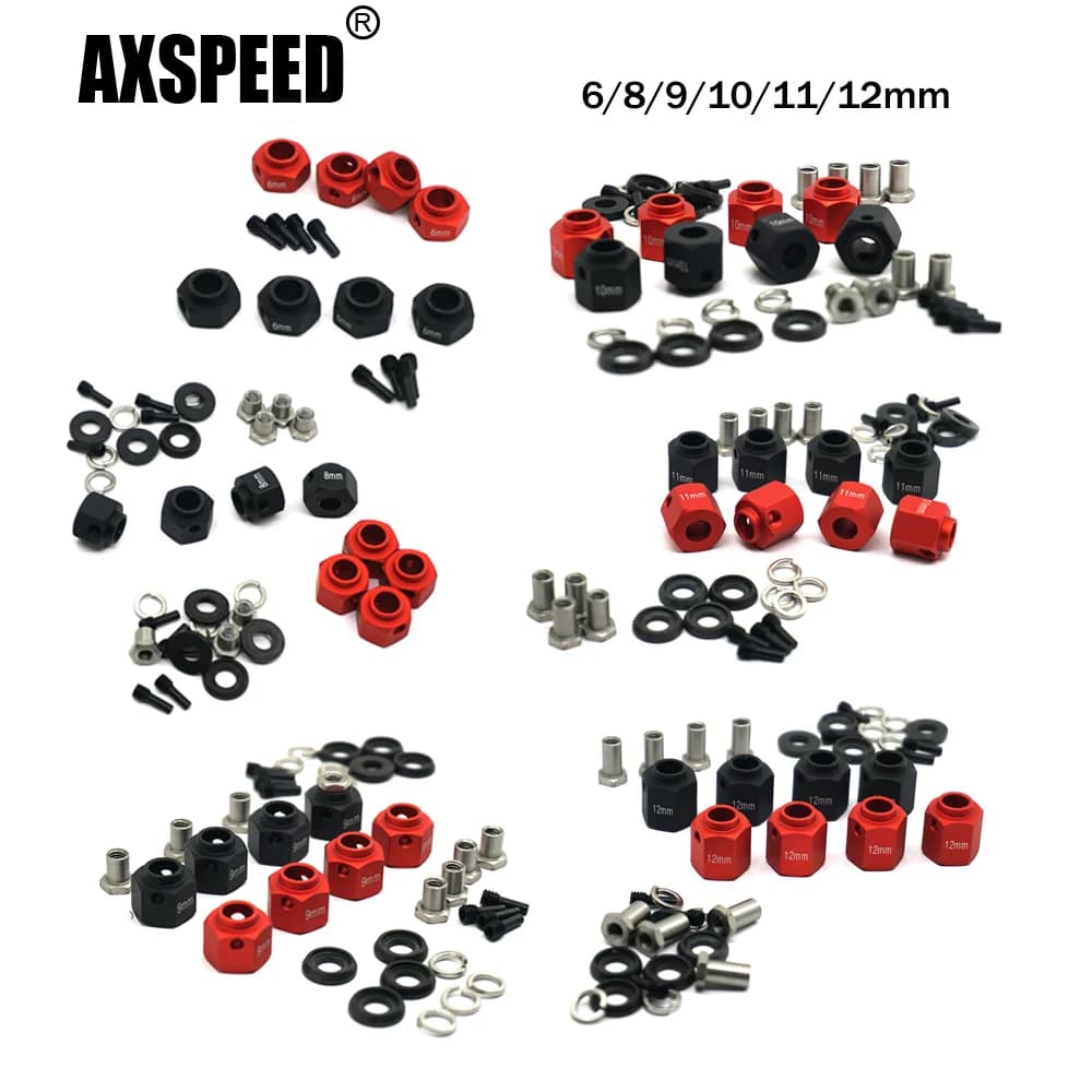 AXSPEED-4 pièces 6/8/9/10/11/12mm épaisseur 12mm roue adaptateur hexagonal avec pour TRX-4 TRtage 1/10 RC inoler voiture mise à niveau pièces