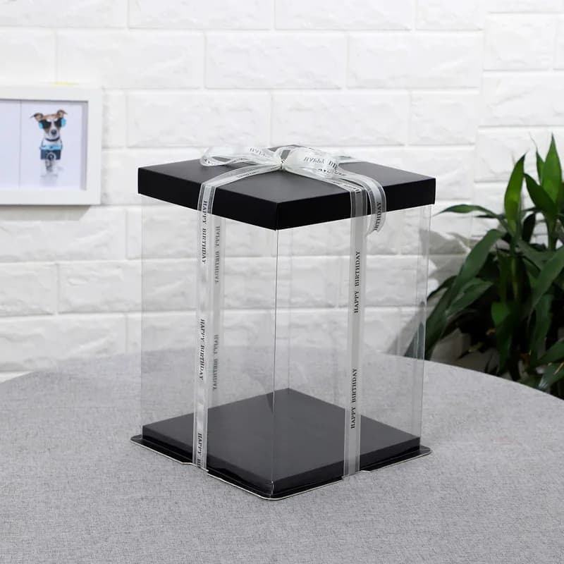 Coffrets cadeaux transparents en PVC, boîte d'emballage de fleur de rose et d'ours, bricolage, jouet transparent, boîte à gâteaux pour Noël, anniversaire, fournitures de mariage, 20 cm, 28cm