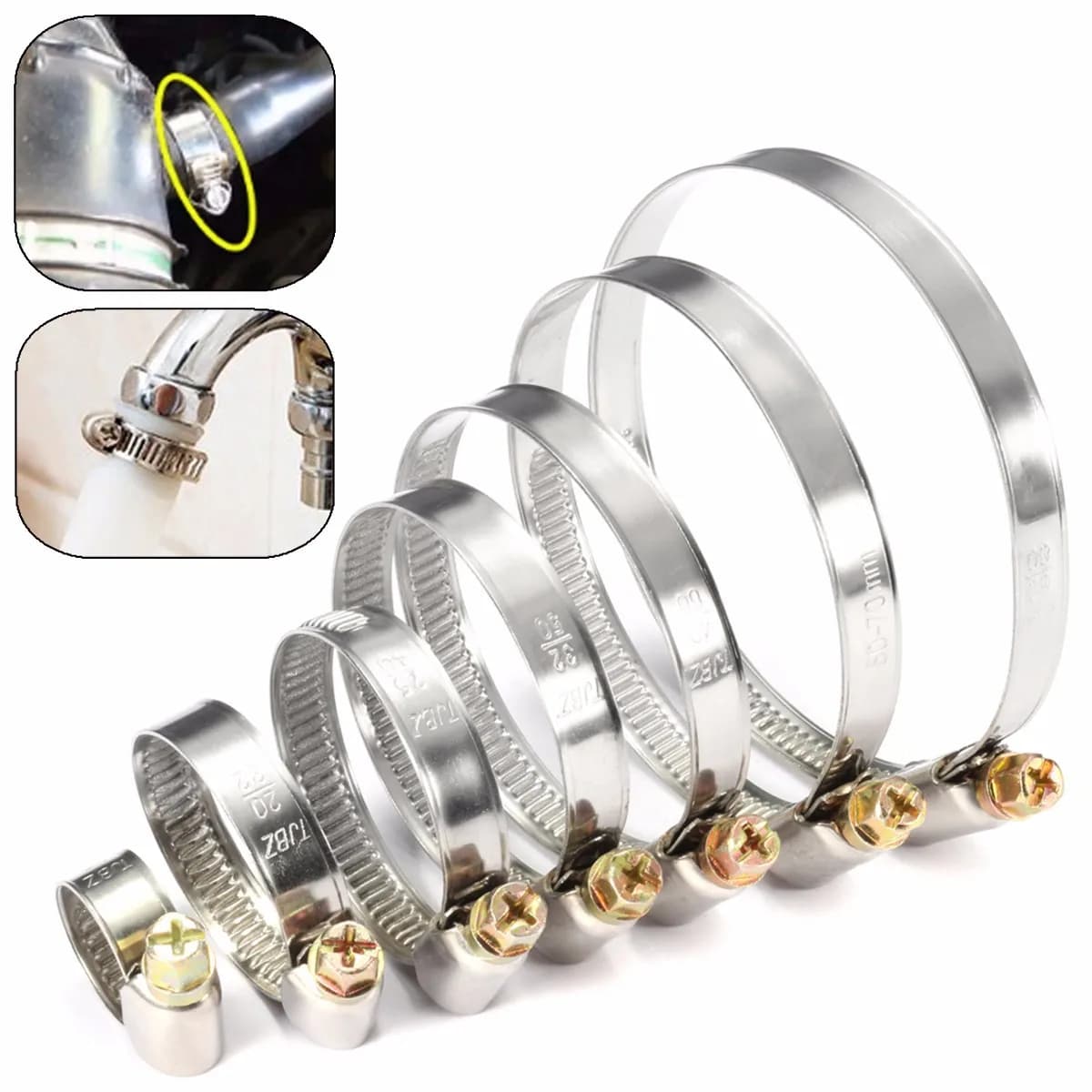 Lot de 5 colliers de serrage Jubilee en acier inoxydable véritable pour tuyaux de carburant, à vis sans fin, durables et anti-oxydation