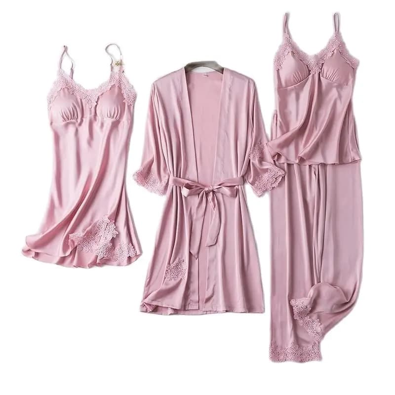 Ensemble de vêtements de nuit en Satin pour femmes, Kimono Sexy, vêtements de nuit décontractés, demoiselle d'honneur, tenue de maison