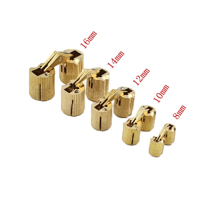 Charnières cylindriques cachées en cuivre, 8mm-16mm, 4 pièces, charnières de porte invisibles dissimulées en laiton pour quincaillerie de meubles