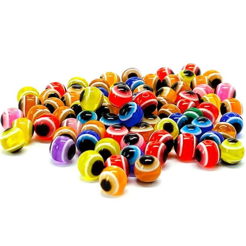 30 pièces 5/6/8mm perles de pêche en forme d'oeil de poisson couleur mixte plate-forme de caroline Taxes plate-forme de pêche perles acryliques Kit de bricolage matériel de pêche au bar