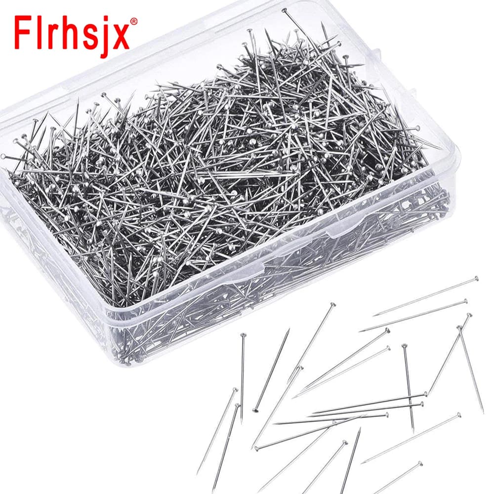 Épingles à tête en acier inoxydable de 35mm, 300 pièces, épingles à tête en Satin fin, épingles de Quilting droites pour la fabrication de bijoux, fournitures de couture