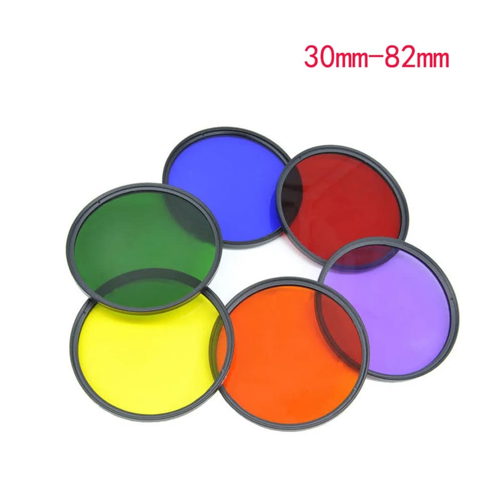 Filtre fin de couleur pour objectif d'appareil photo DSLR, 37/40.5/43/46/49/52/55/58/62/67/72/77/82mm, rouge, Orange, jaune, vert, bleu, violet