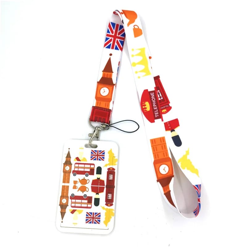 Porte-carte d'identité avec lanière pour Bus britannique, porte-carte de crédit, sac de voyage pour femmes, Badge, porte-clés de voiture, décorations