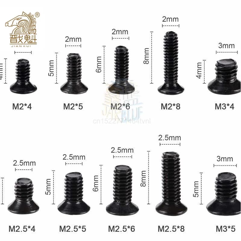 Kit de vis à tête plate Phillips M2 M2.5 M3 KM, 250/500 pièces, pour ordinateur portable, petites vis pour ordinateur