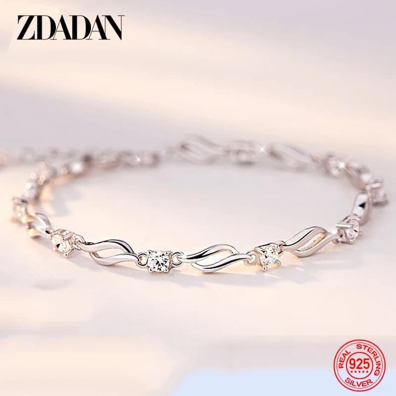 ZDADAN – Bracelet en argent Sterling 925 et cristal pour femmes, chaîne, bijoux à la mode, cadeau
