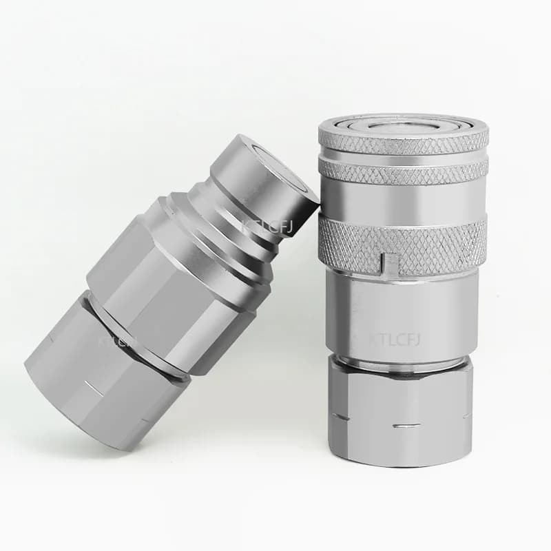 Couremplaçant d'accouplement hydraulique à connexion rapide, avion fileté pneumatique à grand débit, acier au carbone, 1/4, 3/8, 1/2, 1 BSP, NPT, 1 jeu