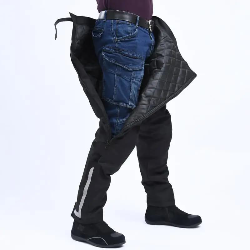 Pantalon de moto coupe-vent, pantalon de moto pour homme, résistant aux chutes, équipement thermique, pantalon coupe-vent amovible à fermeture rapide.