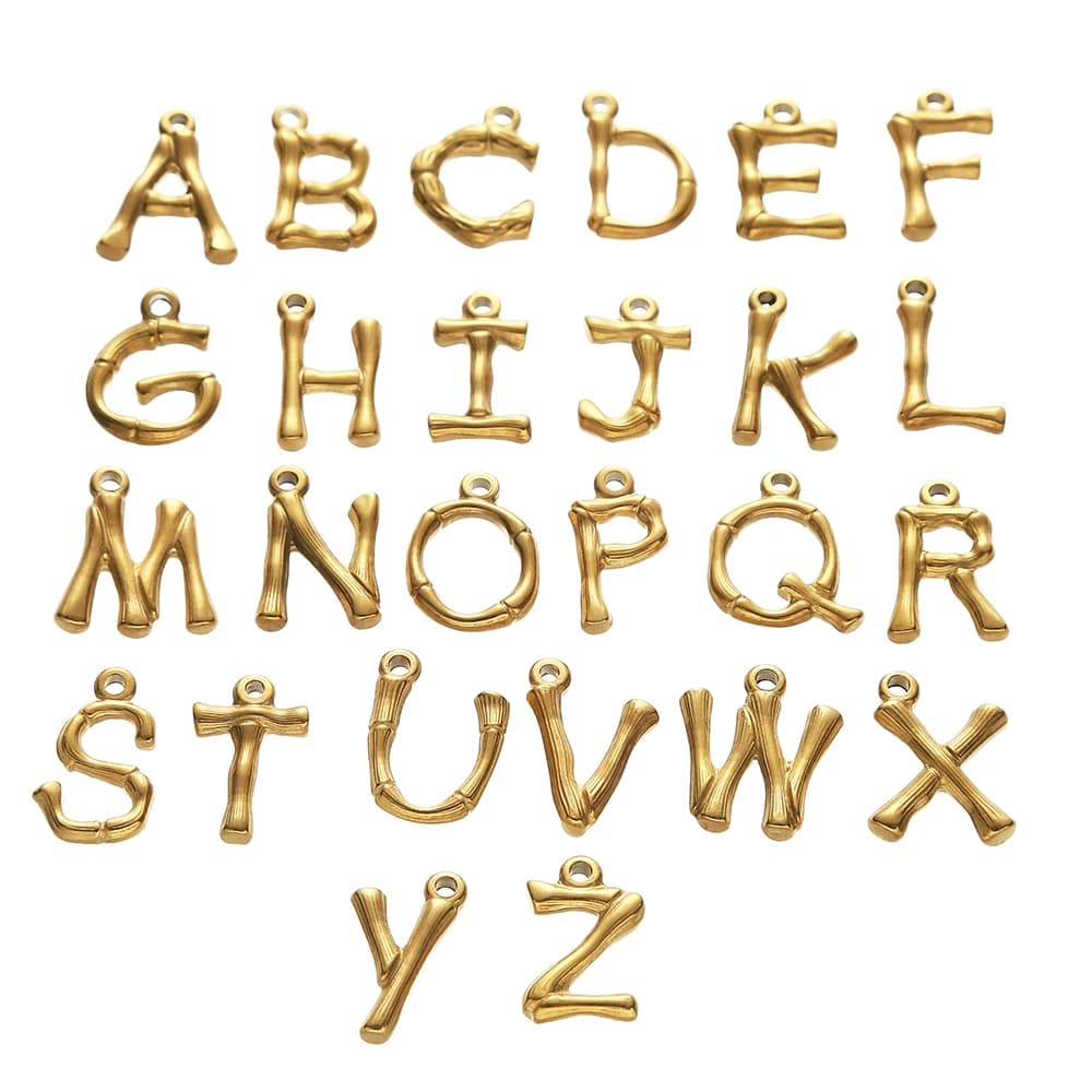 Branches Design acier inoxydable 26 lettres initiales de l'alphabet breloques pendentifs pour la fabrication de bijoux accessoires faits à la main