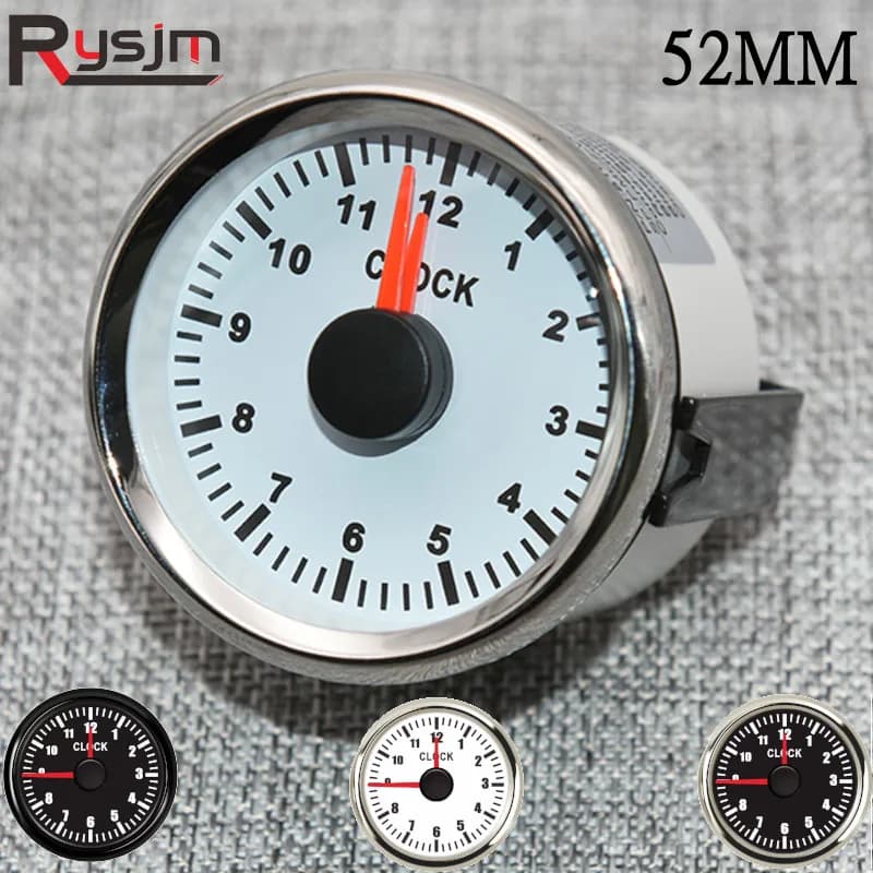 Jauge d'Horloge Personnalisée pour Voitures, Bateau, Camion, Rétroéclairage Rouge, Étanche, 9-32V, 52mm, 2 Pouces, 12 Heures