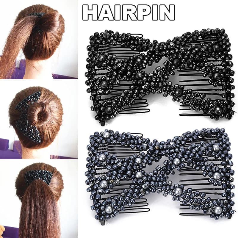 Double NucleoCombs Magic Twist Beads, Peignes élastiques pour cheveux, Épingle à cheveux perlée, Civière, réinitialisation de coiffure, Accessoires pour femmes