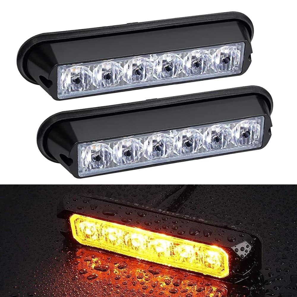 2 pièces, barre lumineuse d'avertissement à 4 LED, 6 LED, feux stroboscopiques de voiture, balise LED, lampe de secours universelle 12V 24V, véhicule, camion