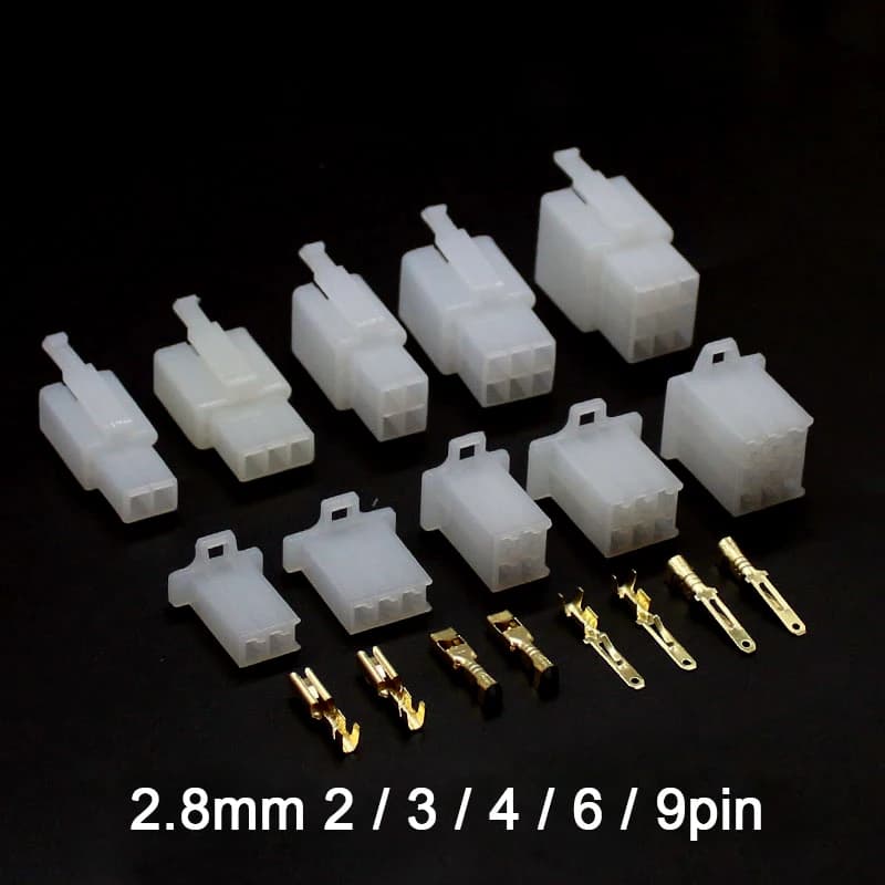 Connecteur de fil électrique automobile, 2.8mm, 2 broches, 3 broches, 4 broches, 6/9 broches, mâle, femelle, câble, borne, kits de prise, moto, vélo électrique, voiture, 10 ensembles