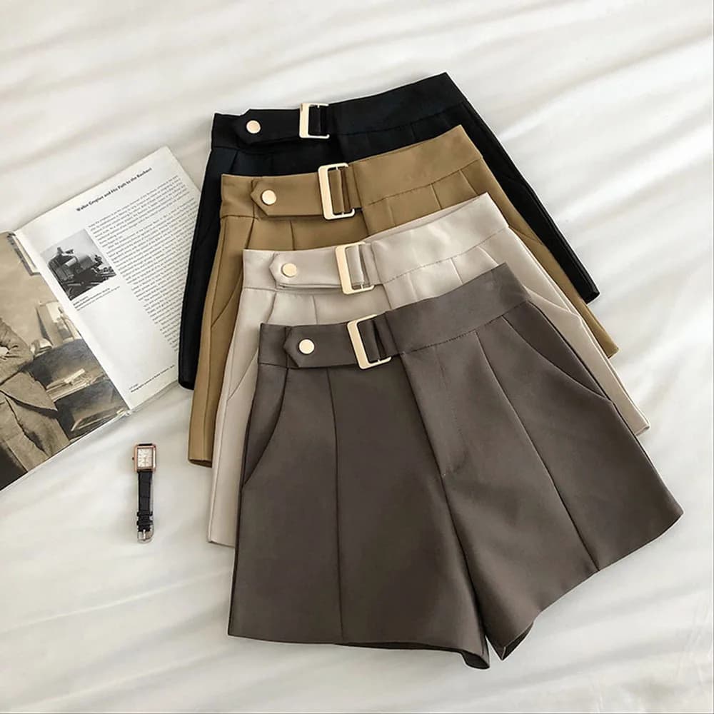 Short taille haute décontracté pour femmes, ample, jambes larges, style coréen classique, Simple, élégant, printemps automne