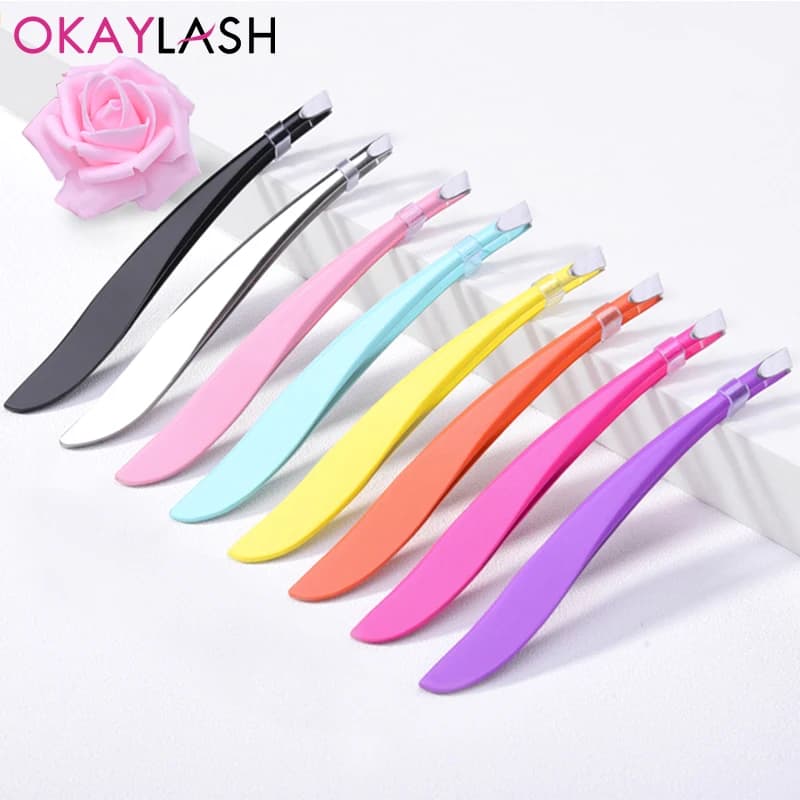 OKAYLspatule-Pinces à épiler professionnelles en acier inoxydable doré, pinces à cils colorées, épilation, métal, beauté, outils de maquillage