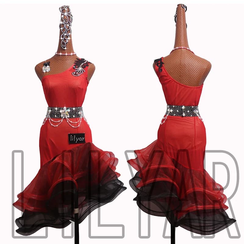 Robe de Concours de brevLatine pour Adulte, Rouge, Sexy, Diamant, Initiée en Diagonale, Nouvelle Collection