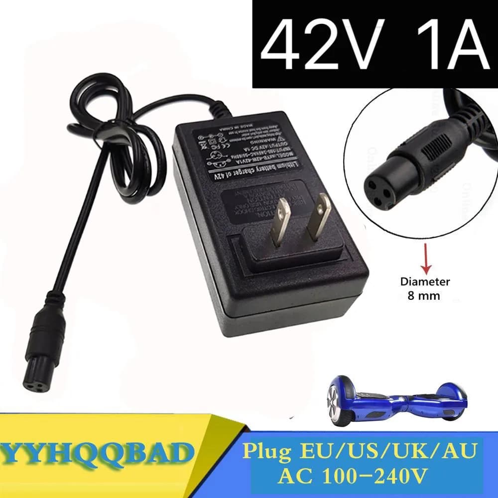 Chargeur de batterie universel 42V 1A pour batterie Li-ion 36V avec connecteur 3 broches GX12