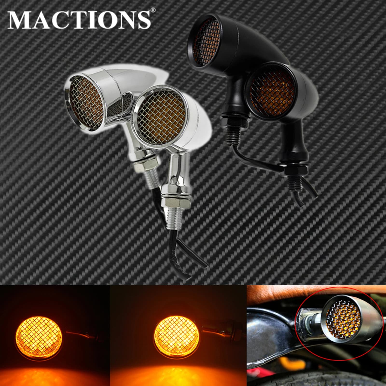 Feu clignotant rétro à 2 LED pour motos, feu de stop, coque métallique, pour Harley, Chopper, Bobber, Cafe Racer