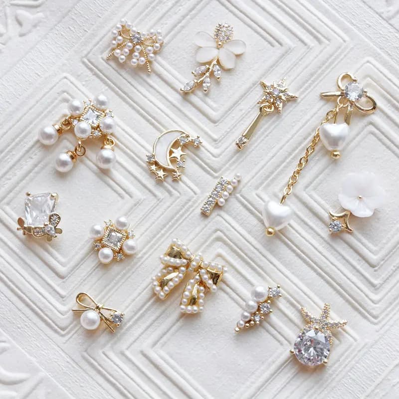 Accessoires pour ongles en opale 3D, fleur papillon, 10 pièces, en alliage de Zircon perle cristal métal manucure, breloques de décoration