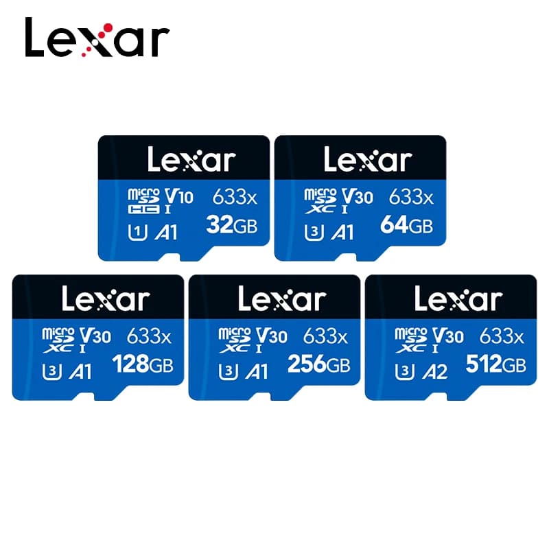 Lexar-Carte Micro SD haute performance, Carte mémoire TF, SDHC, 32 Go, V10, SDXC, 64 Go, 128 Go, 256 Go, 512 Go, V30, 633x